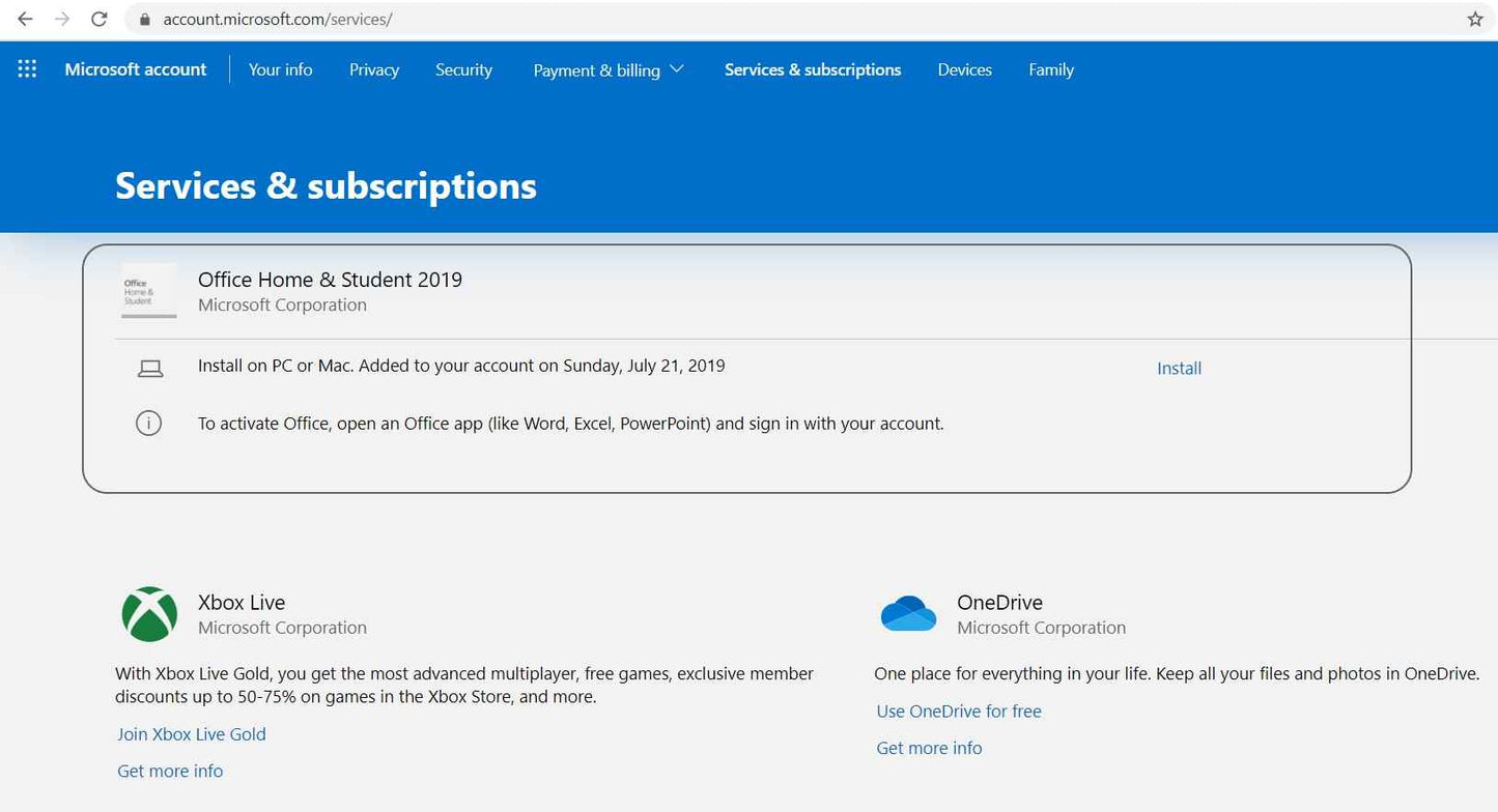 Office 2019 Home and Student for 1PC Windows 10 Lifetime